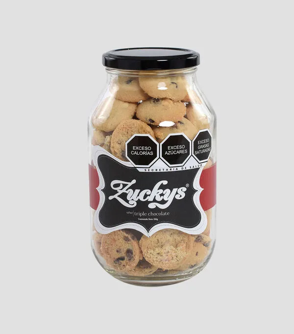 Botella de Galletas sabor triple chocolate, 350 g