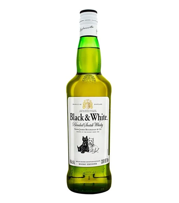 Botella de Whisky Black & White Original Blended Scotch, 700 ml