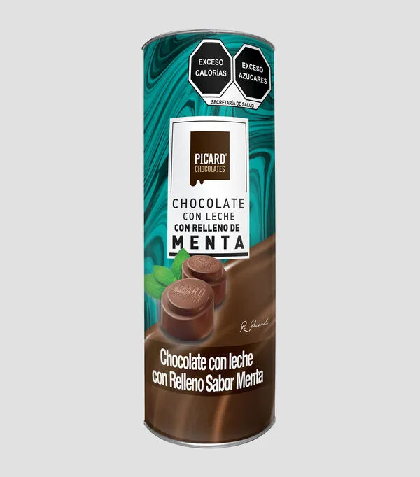 Botella de Chocolate con Leche y Relleno de Menta, 180 gr