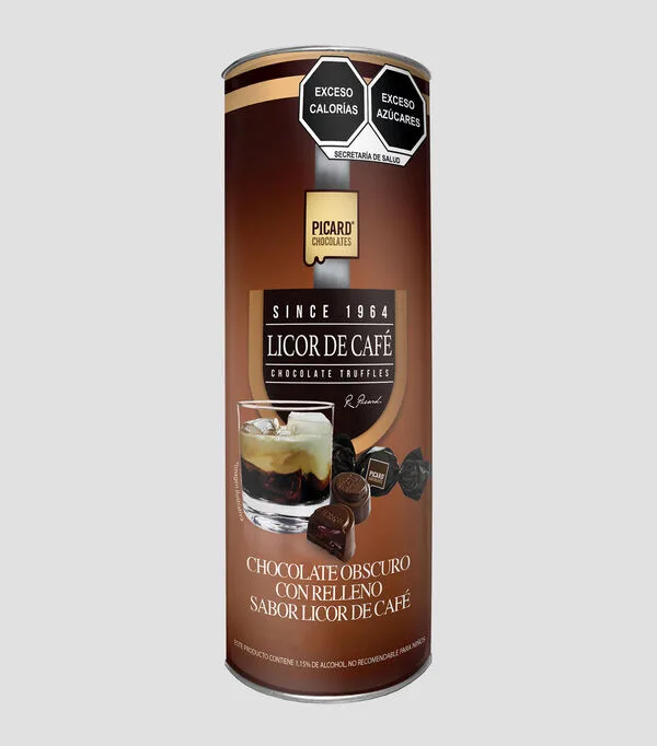 Botella de Chocolate Oscuro con Licor de Cafe, 180 gr