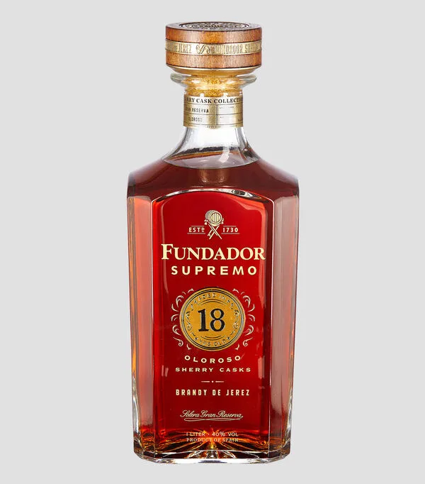 Botella de Brandy Fundador Supremo 18, 1000 ml