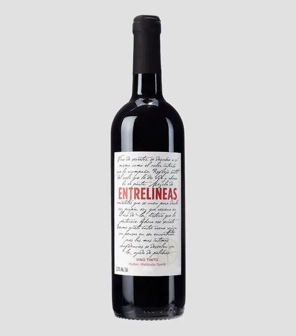 Botella de Vino Tinto Malbec, Nebbiolo, Syrah, 750 ml