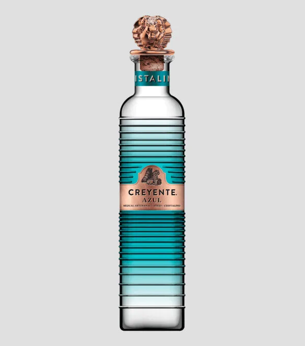 Botella de Mezcal Creyente Cristalino Azul, 750 ml