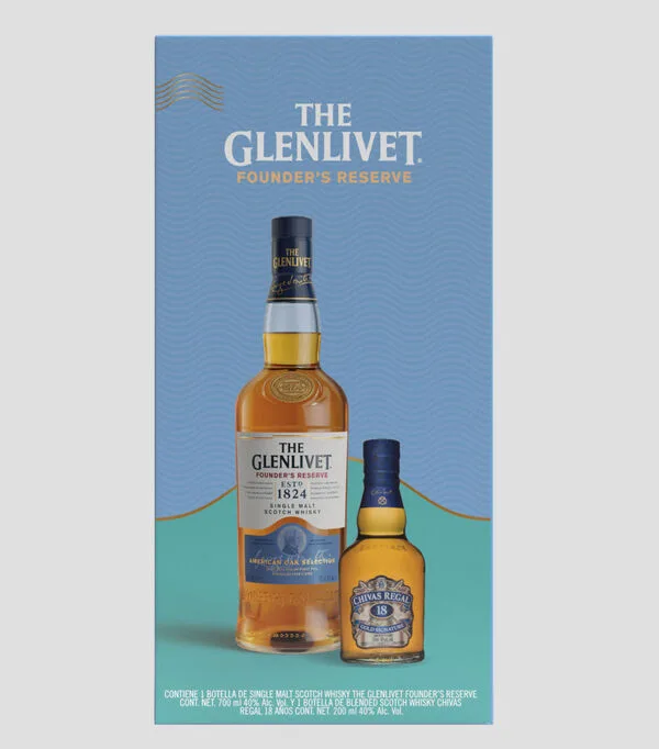 Botella de Whisky Founder's Reserve, 700 ml + Whisky Chivas Regal 18, 200 ml