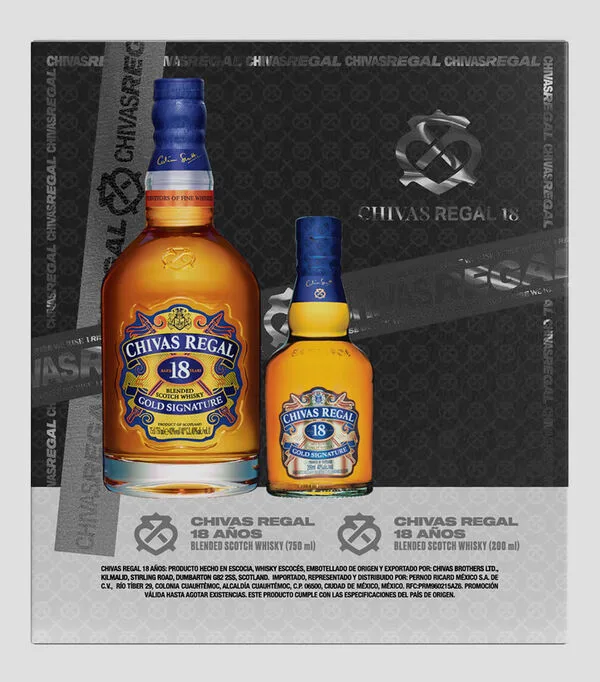 Botella de Whisky 18 años Gold Signature, 750 ml Whisky 18 años Gold Signature, 200 ml