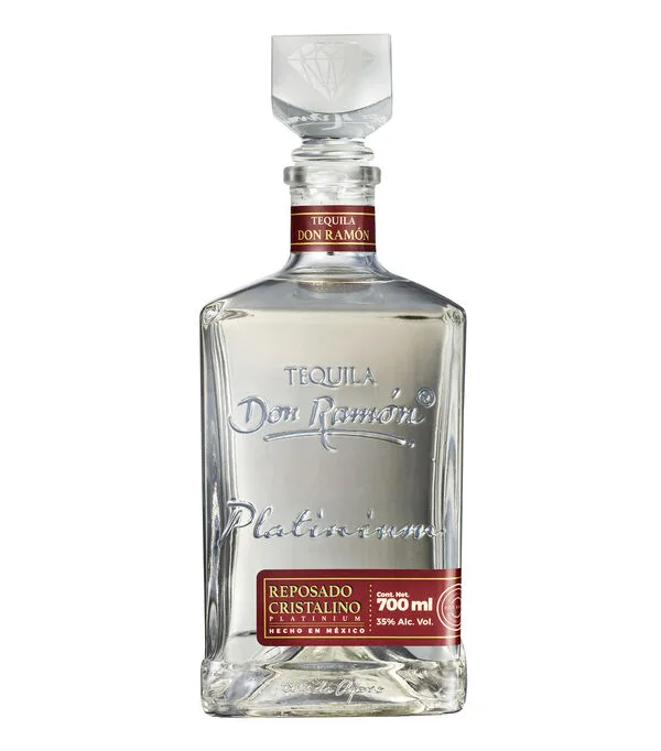 Botella de Tequila Reposado Cristalino Don Ramón Platinum, 700 ml