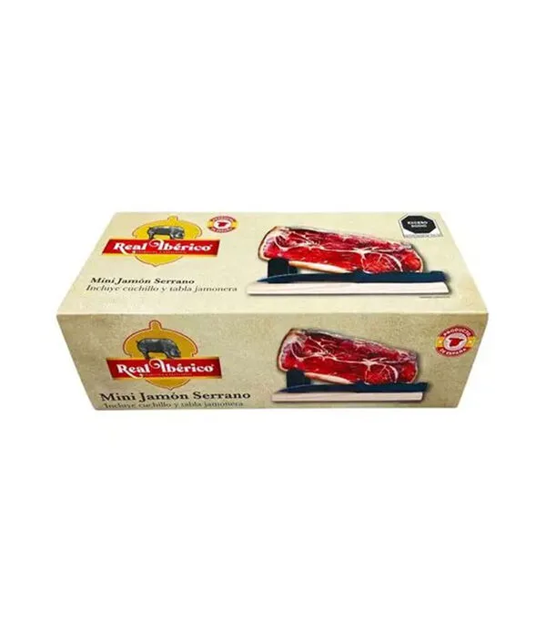 Botella de Mini Jamón Serrano con tabla, 1 Kg