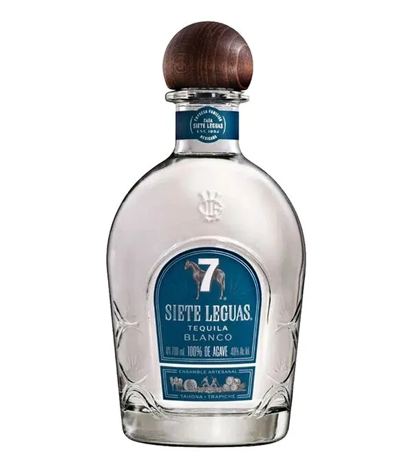Botella de Tequila blanco 7 Leguas, 700 ml