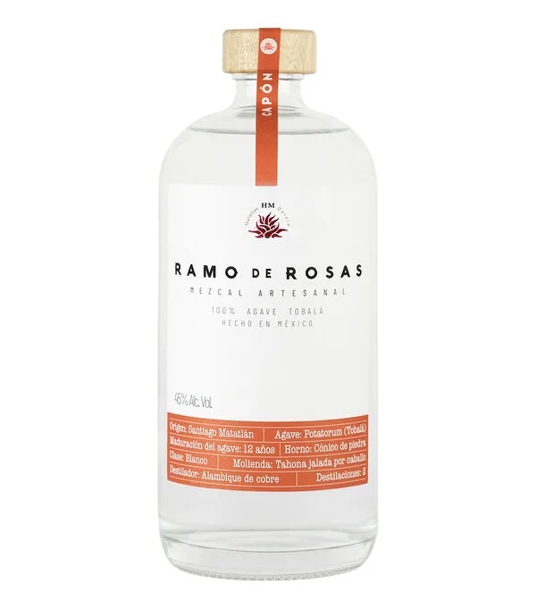 Botella de Mezcal Ramo de Rosas, 700 ml