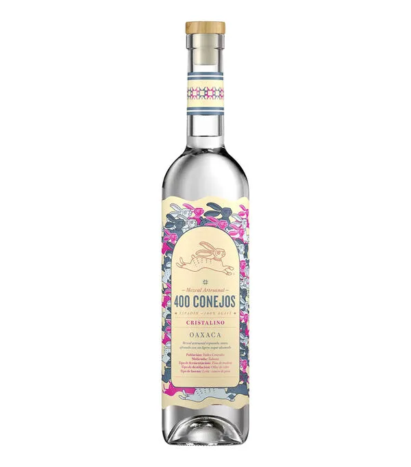 Botella de Mezcal 400 Conejos Cristalino, 700 ml