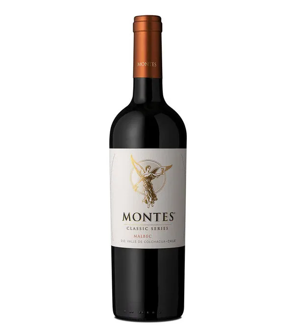 Botella de Vino tinto Malbec Montes 2022, Chile, 750 ml