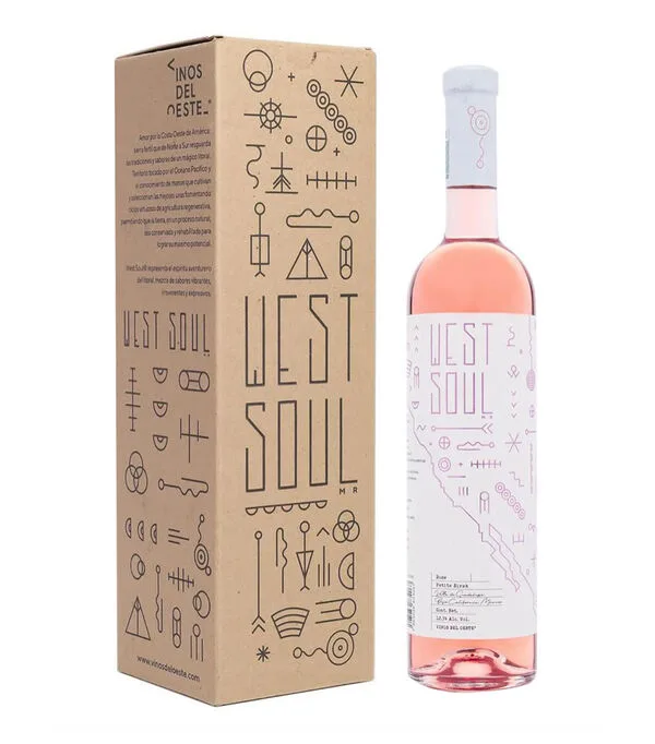 Botella de Vino rosado Syrah West Soul 2021, México, 750 ml