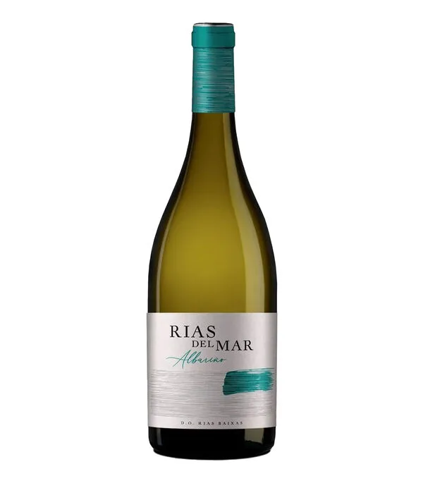 Botella de Vino blanco albariño Rias del Mar, España, 750 ml