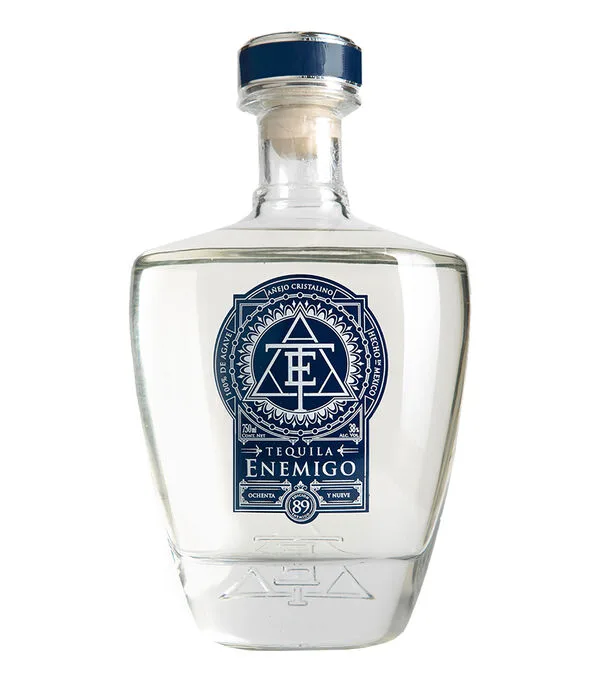 Botella de Tequila añejo cristalino Enemigo, 750 ml