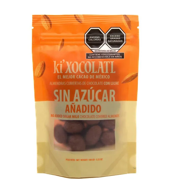 Botella de Almendras cubiertas de chocolate con leche, 100 g