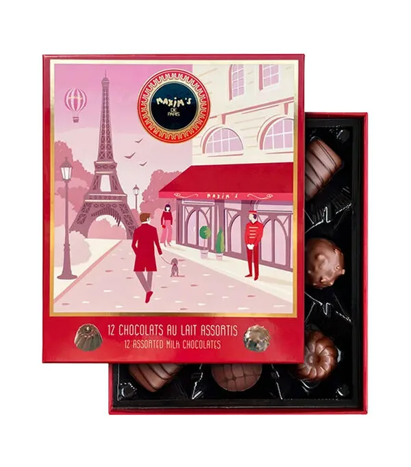 Botella de Set de 12 chocolates con leche, 120 gr