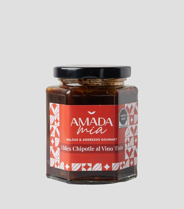 Botella de Salsa Chiles chipotle al vino tinto, 250 g