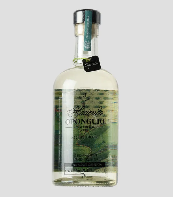 Botella de Mezcal artesanal joven Hacienda Oponguio Cupreata, 750 ml