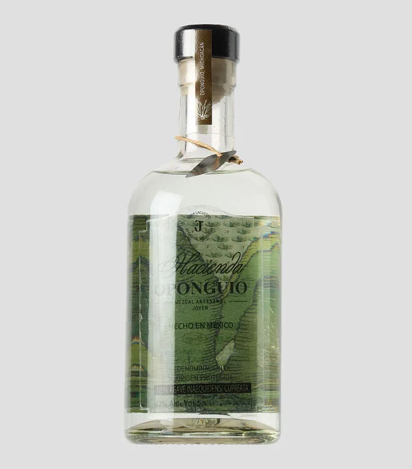 Botella de Mezcal artesanal joven Hacienda Oponguio inaequidens/Cupreata, 750 ml