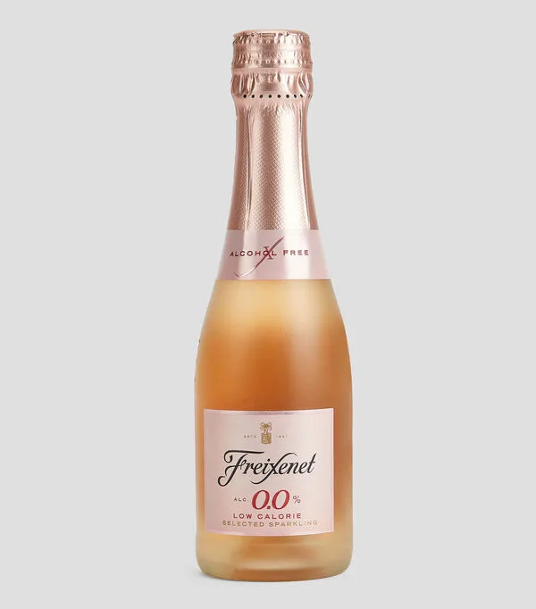 Botella de Vino espumoso rosado tempranillo sin alcohol, 200 ml
