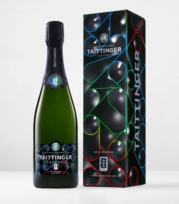 Botella de Champagne Brut Réserve Chardonnay, Taittinger, Edición especial, Francia, 750 ml