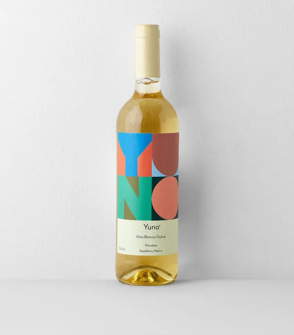 Botella de Vino blanco Macabeo dulce Yuno, México, 750 ml