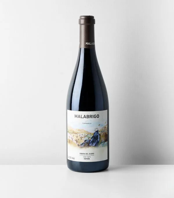 Botella de Vino tinto tempranillo Malabrigo, España, 750 ml