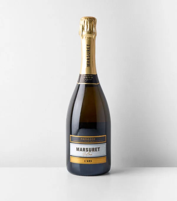 Botella de Vino espumoso glera Marsuret Prosseco Brut L’Ars, Italia, 750 ml