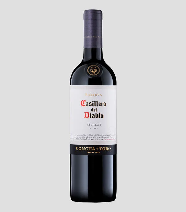 Botella de Vino Tinto Merlot, 750 ml